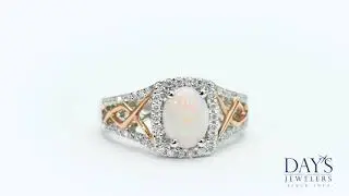 Opal Ring with Diamonds in 14kt White and Rose Gold (1/3ct tw)