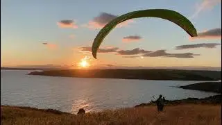 Sunset takeoff at Dunworley.