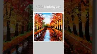 Easy Autumn Painting for beginners 🍁  #shorts #acrylicpainting