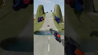 Fast Cars vs Water Pit 😱  Spinning Blades Above! #beamngdrive