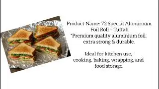 72 Special Tuffah Aluminium Foil Roll | Extra Strong & Food Safe Aluminium Foil for Kitchen Use