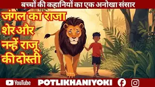The lion King and his little friend Raju|#ai#cartoon#hindikahanian#viral#village#kidsvideo 