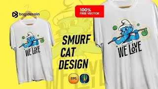 T SHIRT DESIGN VECTOR FREE - SMURF CAT