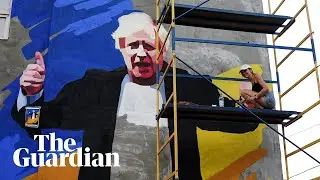 'He's cool': Ukraine artist paints Boris Johnson mural in Zelenskiy's home town