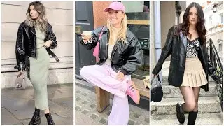 OUTFITS CON CHAMARRA DE CUERO/CHAQUETA DE CUERO MODA MUJER 2025