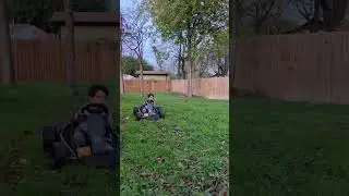 riding the Radio Flyer Extreme Drift Go Kart