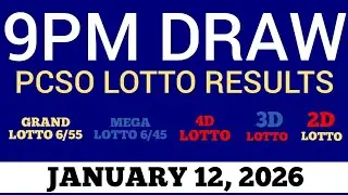 Lotto Result Today 9pm Draw January 12, 2026 Swertres Ez2 PCSO Live Result
