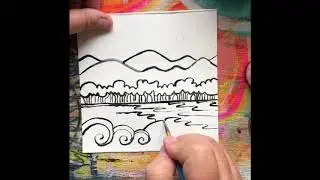 Black ink line drawing