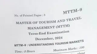 MTTM-9: UNDERSTANDING TOURISM MARKET|IGNOU|MTTM|TEE DEC-2024|Previous Year Question Paper|