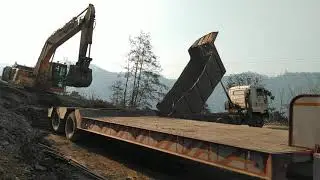 &hearts;️&hearts;️👍PUZZOLANA STONE CRUSHER PLANT LOADING ON #TATA TRAILER #KOMATSU 210EXCVATOR#ASHOKLEYLAN DUMPER