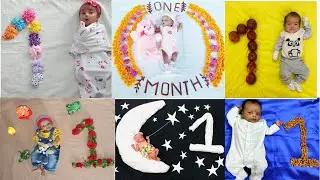 1st month theme baby photoshoot ideas|Monthly baby photoshoot ideas|1 month theme  baby photo shoot