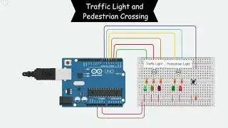 Traffic Light and Pedestrian Crossing (Code in the comments) #technicalmind #tinkercad