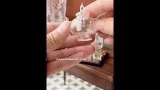 Miniature glass tea pot and tea ware - The world's 1st store that sell all real working miniatures 😁
