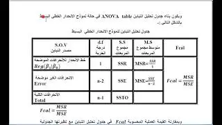المحاضرة الثانية عشر : تحليل التباين لنموذج الانحدار الخطي البسيط