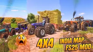 FS25 India Map 🇮🇳 | 4x4 Tractor Mud Challenge 😱 | Heavy Trolley Gameplay | FS25 Mod