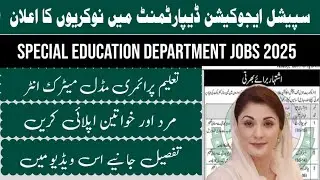 Special Education Department Jobs 2025 | Education Department Jobs | How to Apply Online  | Govt Job