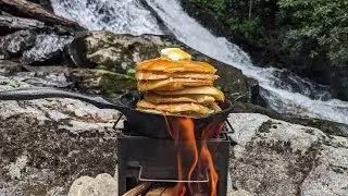 Making Buttermilk Pancakes at a Hidden Waterfall in the Appalachian Wilderness