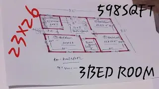 23x26 house plan || 23x26 house design || 23x26 ghar ka naksha|| 598 SQFT house