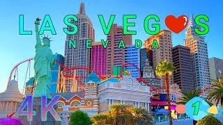 Las Vegas Strip Sunset Walk Part 1/2, Nevada USA 4K - UHD