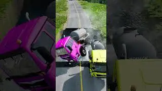 Tanker trucks vs water pit challenge #7 | #beamngcarcrash #constructionvehicle