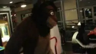 Fursuit DDR - Kijani Lion playing In the Groove at ACME Bowl Arcade