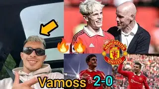 Lisandro Martinez cheering up Man United players after they Won yesterday | Man United 2-0 Wolves