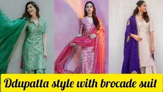 how to style dupatta with brocade suit | easy suit dupatta draping styles