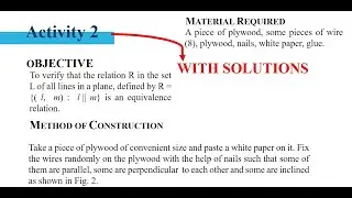 Class 12 CBSE Activity - 2 Equivalence Relation with Solutions | @VidZone_ADGRO_Educational_Hub