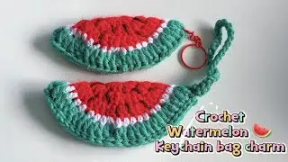 Crochet Watermelon 🍉 Pattern | Perfect Bag Charm &Keychain#crochet #beginnersstitch #fypviral #fyp 