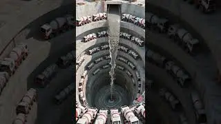 Real shots of construction site, pile foundation construction, super engineering, concrete, concre