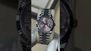Rolex Datejust 36 Toz Pembe Taşlı Kadran Dalgalı Seramik Bezel J&uuml;bile Kordon Kadın Saati (Otomatik)