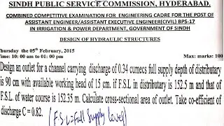 Channel Outlet Design|Calculate Cross Sectional Area|Problem Solution|Design of Hydraulic Structures