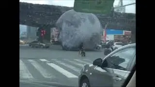 Giant inflatable moon on the loose in China.