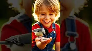 A Special Friendship! ✨ Boy and a Little Bird 🐦🍎 #Shorts #Nature #Wholesome #Animals #USA #Peace
