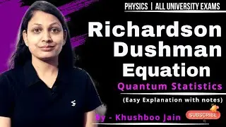 Richardson&rsquo;s Equation of thermionic emission | lect.-11 | quantum statistics #bsc #statistics