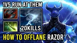 How to Play Razor as Offlane in 7.35 with First Item Mage Slayer 1v5 Static Link Max DPS Dota 2