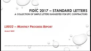 FIDIC 2017 Cl 4.20 - L032 - Monthly Progress Report