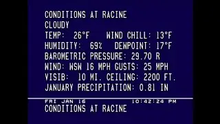WeatherSTAR 3000 - Racine, WI - (1/16/2026) @ 10:42 PM CDT