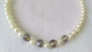 Elegant Pearl & Crystal Beaded Necklace | Handmade Statement Jewelry 