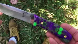 Purple and green glow in the dark knife