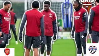The Arsenal squad train ahead of their clash with inter milan Champions league