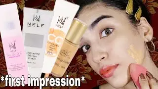 NELF COSMETICS Primer + Foundation full Base Makeup Review + Wear test