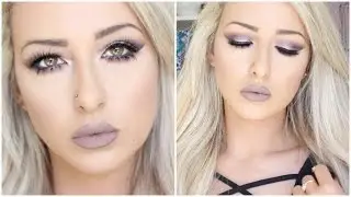 Smokey purple Cat Eye and cool toned Gray Lip | DramaticMAC