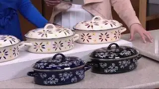 Temp-tations Old World or Floral Lace8-pc Oval Enamel Cookware Set on QVC