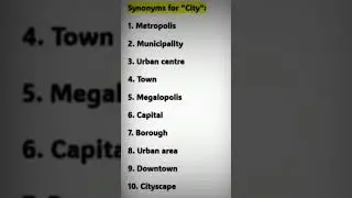 Synonyms for City #City synonyms, town, #urban area, capital