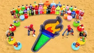 A massive explosion of ice cream cones, giant balloons, and popular soft drinks like Fanta,Coca-Cola