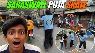 Skating in Saraswati Puja Crowd Was a BIG MISTAKE | Crazy Girls Reaction 😱