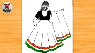 Republic day easy girl drawing | 26 january backside girl draw | easy girl #drawing