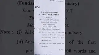 B.sc 1st semester Chemistry paper 2024-25 🤔