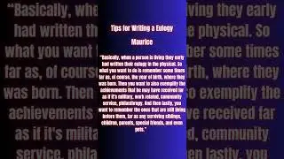 Tips for Writing a Eulogy